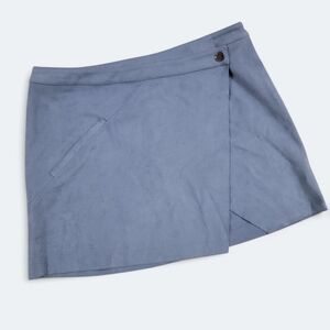 Naked Zebra Blue Mini Skirt Wrap Soft Faux Suede Size M
